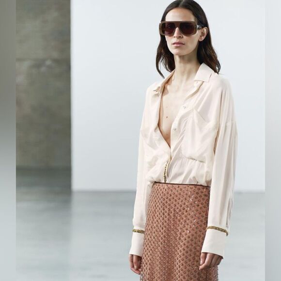 ZARA LONG SEQUIN SHIRT ZW COLLECTION - Picture 6 of 13